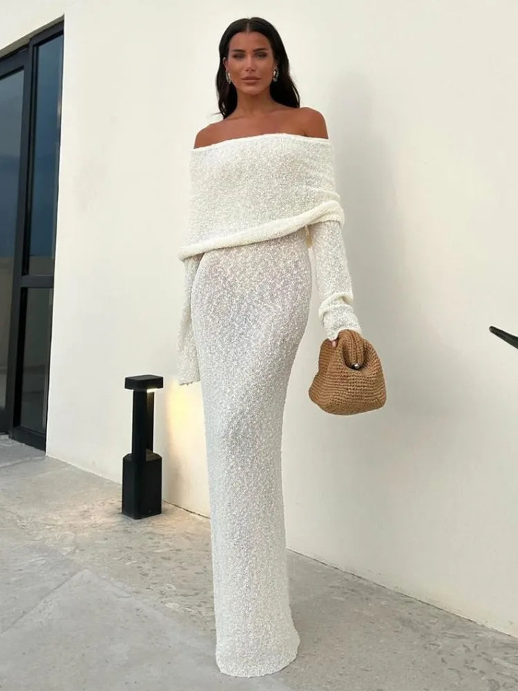 TOSSY KNITTED OFF SHOULDER DRESS