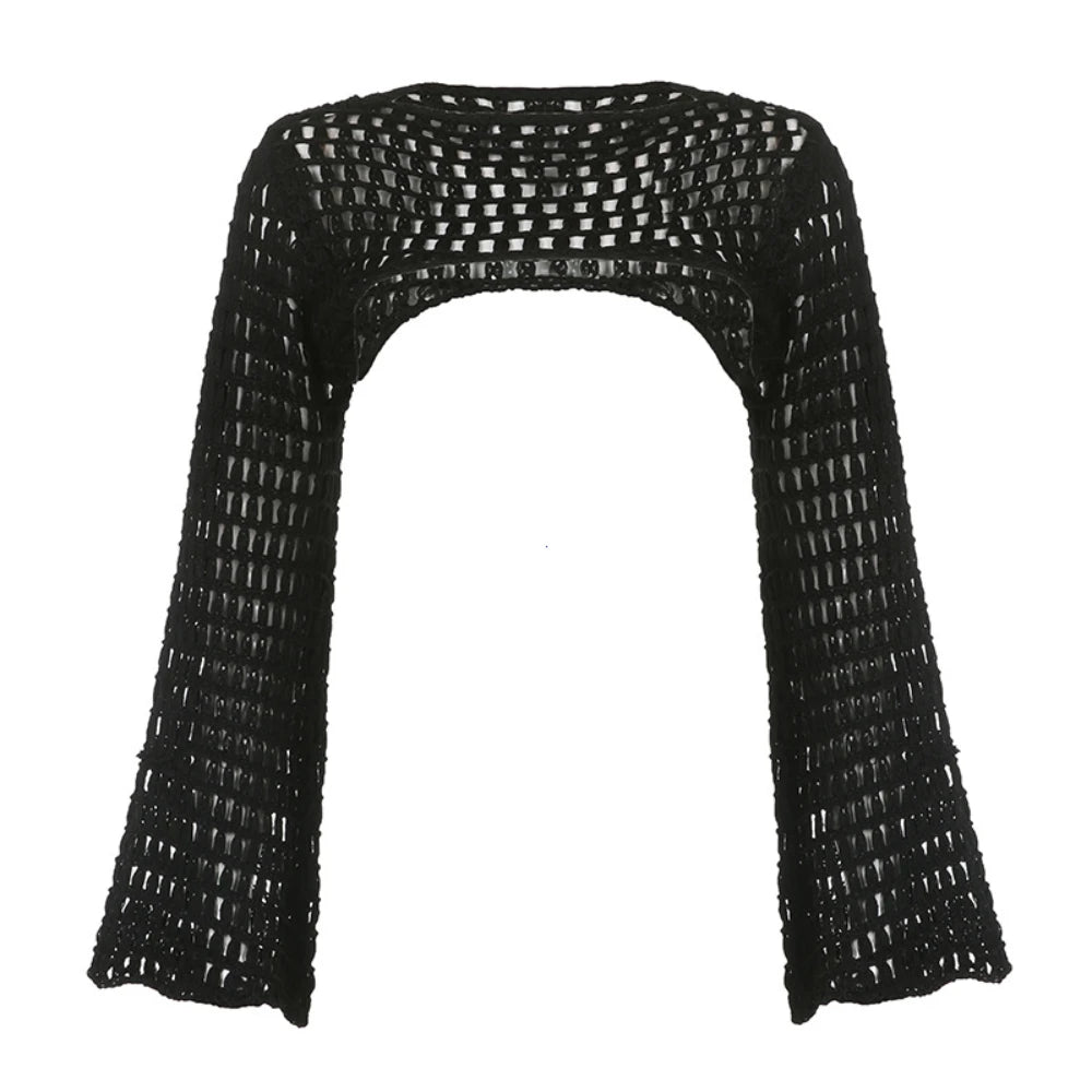 HAUT MANCHES LONGUES EVASEES | MAILLE COUVERTURE CARDIGAN STREETWEAR