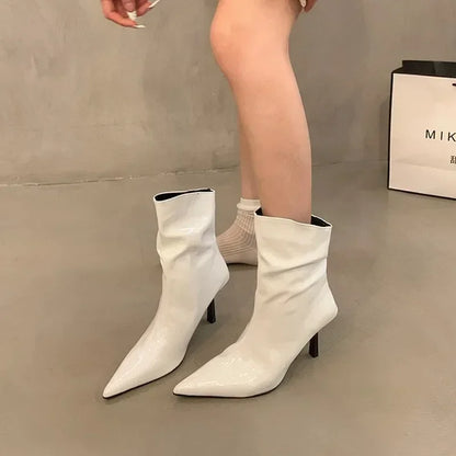 BOTTINES FEMME À TALONS HAUTS ET BOUT POINTU – ÉLÉGANCE ET DESIGN MODERNE, STILETTOS EN CUIR, TENDANCE AUTOMNE