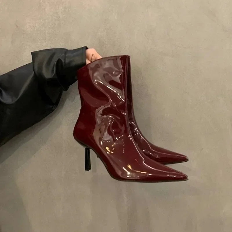 BOTTINES FEMME À TALONS HAUTS ET BOUT POINTU – ÉLÉGANCE ET DESIGN MODERNE, STILETTOS EN CUIR, TENDANCE AUTOMNE